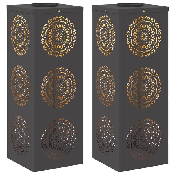 vidaXL Aurinko LED-polkuvalo 2 pcs Musta Kylm&auml;valssattu ter&auml;s