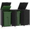 vidaXL Roskalaatikon säilytystila kolmelle musta 207x79x117 cm teräs