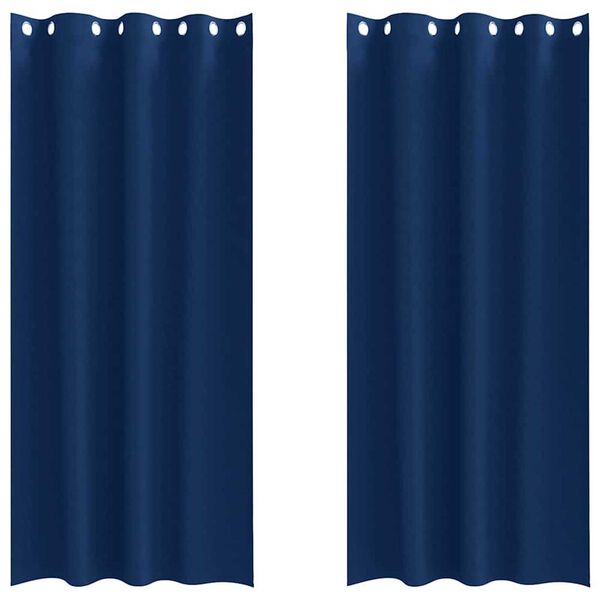 vidaXL Piment&auml;v&auml; verho renkailla 2 pcs Tumma Sininen 260 x 140 cm