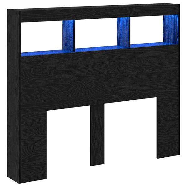 vidaXL Päätylevy hyllyllä Musta tammi. 120 x 17 x 102 cm Tekninen puu