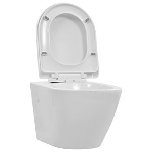 vidaXL Sein&auml;kiinnitett&auml;v&auml; WC ei huuhtelurengasta keraaminen valkoinen