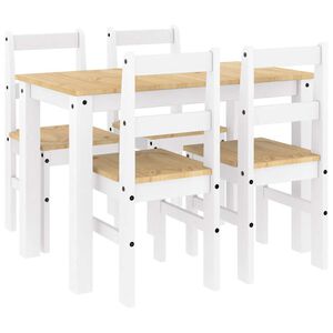 vidaXL 5-osainen Ruokailuryhm&auml; PANAMA valkoinen t&auml;ysi m&auml;nty