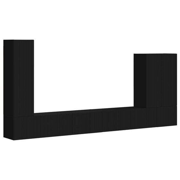 vidaXL TV-sein&auml;kaappi setti Sein&auml;kiinnitett&auml;v&auml; 6 pcs Musta