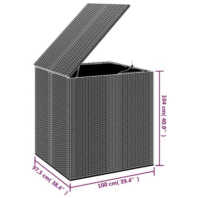vidaXL Puutarhan säilytyslaatikko PE-rottinki 100x97,5x104 cm musta