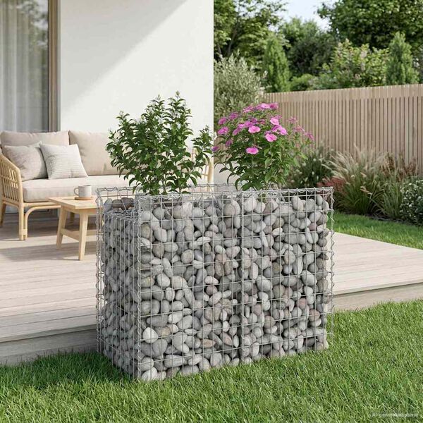 vidaXL Gabion Kohotettu Peti Hopea 100 x 50 x 80 cm Galvanoitu ter&auml;s
