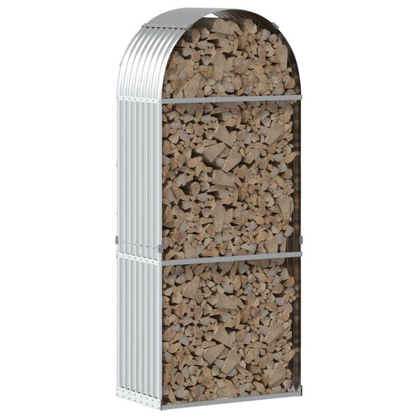 vidaXL Polttopuuteline hopea 80x45x190 cm galvanoitu teräs