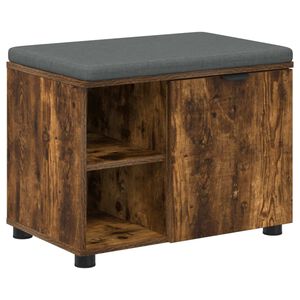 vidaXL Halli penkki tyynyll&auml; hyllyll&auml; Savustettu Tammi 60 x 38 x 46 cm