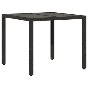 vidaXL Puutarhap&ouml;yt&auml; lasilevyll&auml; musta 90x90x75 cm polyrottinki