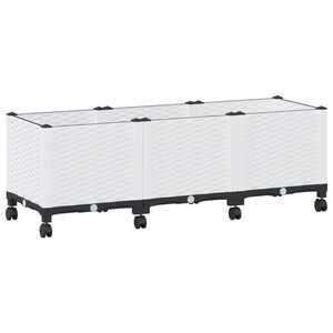 vidaXL Puutarhavaltikka, jossa on py&ouml;r&auml;t valkoinen 120 x 40 x 48 cm PP