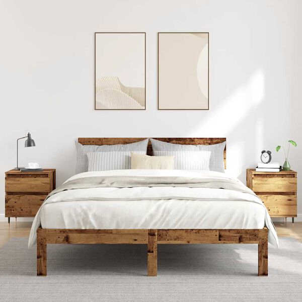 vidaXL Yöpöytäkaapit 2 kpl vanhaa puuta 40x35x50 cm tekninen puu