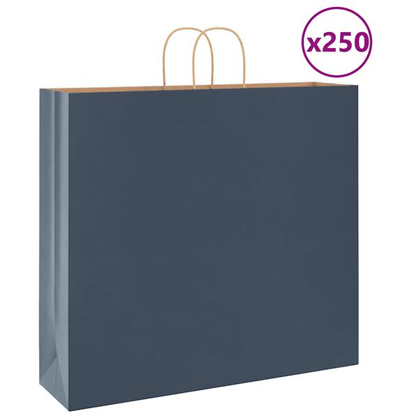 vidaXL Paperikassit 250 kpl kahvoilla sininen 54x15x49 cm