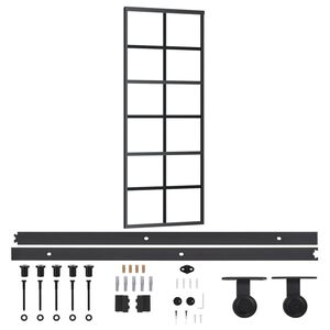 vidaXL Liukuovi asennustarvikkeilla ESG lasi ja alumiini 76x205 cm