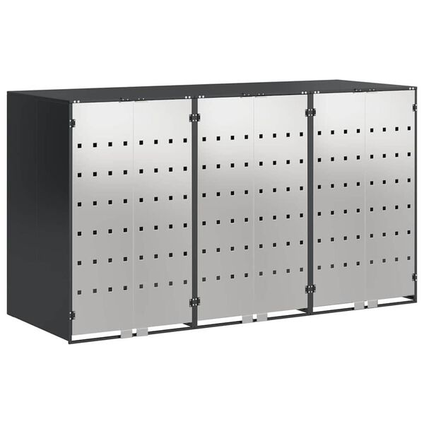 vidaXL Roskakuskin säilytys 3:lle astiassa Antrasiitti