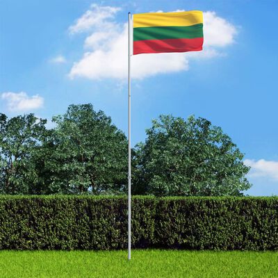 vidaXL Liettuan lippu ja tanko alumiini 6 m