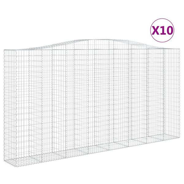 vidaXL Kaarevat kivikorit 10 kpl 400x50x200/220 cm galvanoitu rauta