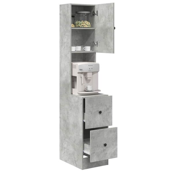 vidaXL Keitti&ouml;kaappi hyllyll&auml; Harmaa 35 x 50 x 180 cm Tekninen puu