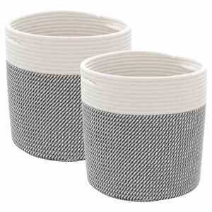 vidaXL S&auml;ilytyskorit 2 kpl harmaa ja valkoinen &Oslash;28x28 cm puuvilla