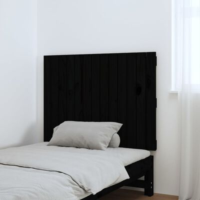 vidaXL Sängynpääty seinälle musta 82,5x3x60 cm täysi mänty