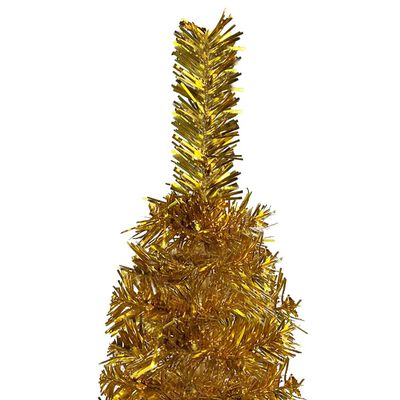 vidaXL Kapea tekojoulukuusi esivalaistu kulta 120 cm