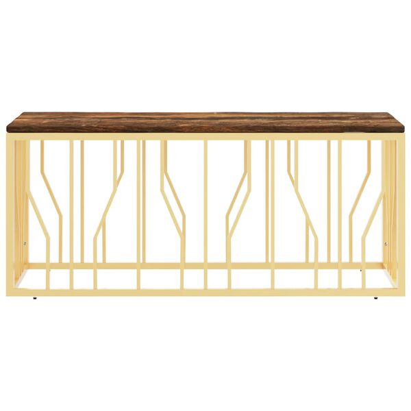 vidaXL Sohvap&ouml;yt&auml; kulta ruostumaton ter&auml;s ja kierr&auml;tetty t&auml;yspuu