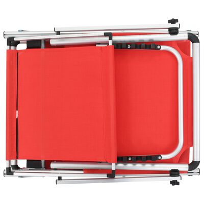 vidaXL Kokoontaitettava aurinkotuoli katoksella textilene punainen