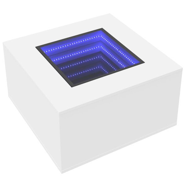 vidaXL Sohvapöytä LED-valoilla valkoinen 60x60x40 cm lastulevy