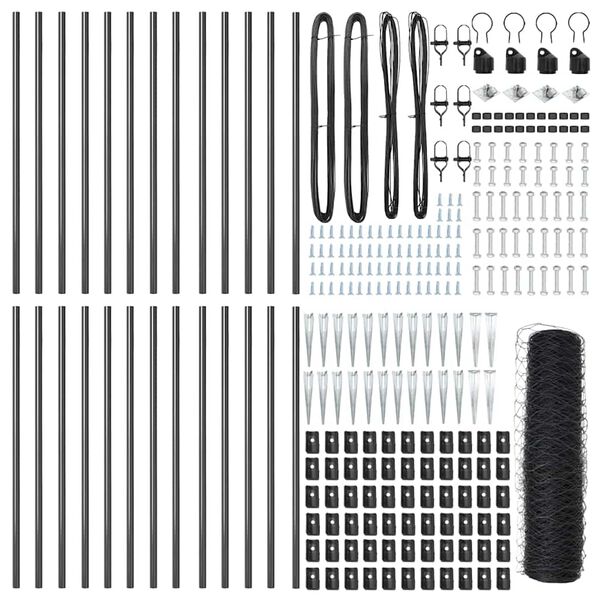 vidaXL Aitalatu Harmaa 50 x 0,5 m (36 mm verkko) Ter&auml;st&auml; ja PVC:t&auml;