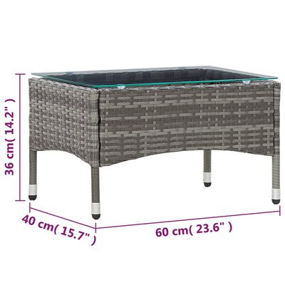 vidaXL Sohvapöytä harmaa 60x40x36 cm polyrottinki