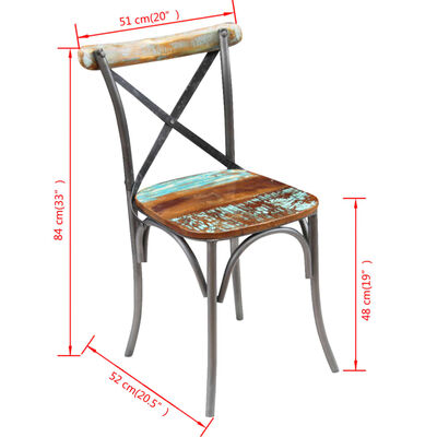 vidaXL Ruokapöydän tuolit 2 kpl täysi uusiokäytetty puu