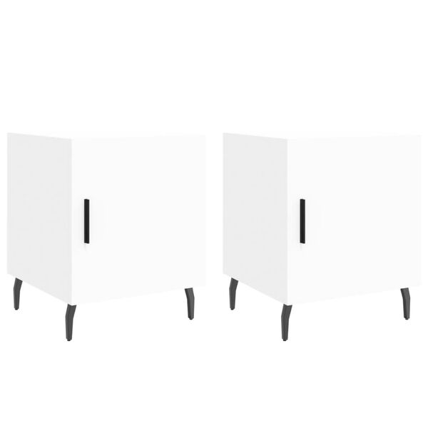 vidaXL Yöpöydät 2 kpl valkoinen 40x40x50 cm tekninen puu