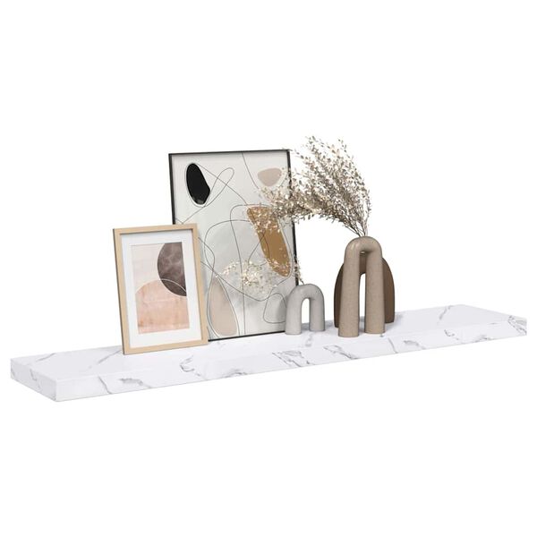 vidaXL Sein&auml;hylly Valkoinen marmori 120 x 23,5 x 4 cm Tekninen puu