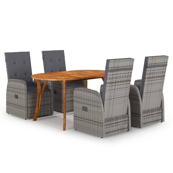 vidaXL 5-osainen Ulkoruokailuryhm&auml; harmaa