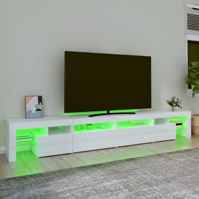 vidaXL TV-taso LED-valoilla korkeakiilto valkoinen 260x36,5x40 cm