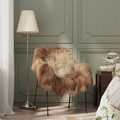 vidaXL Islantilainen lampaantalja tuolisuoja ruskea 70x110 cm