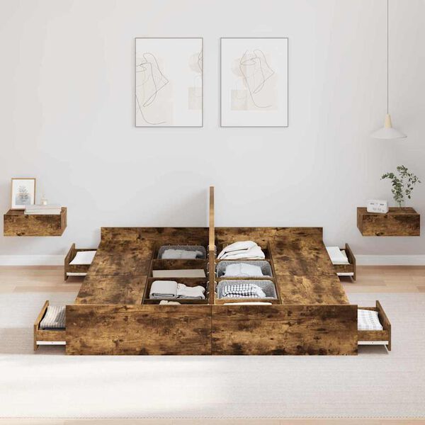 vidaXL S&auml;ilytystilallinen s&auml;ngynrunko Savup&auml;hkin&auml; 160 x 200 cm