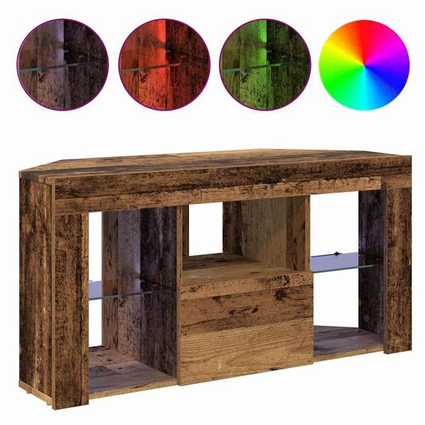 vidaXL Kulma LED TV -kaappi Vanha puu 100 x 40 x 50 cm Tekninen puu