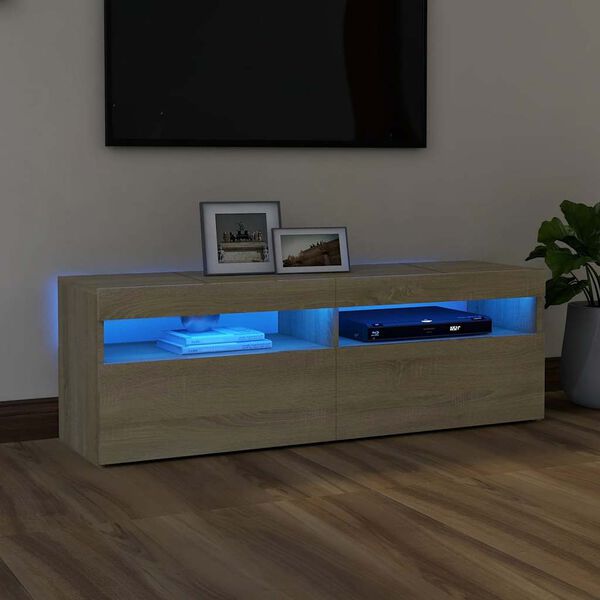vidaXL TV-taso LED-valoilla Sonoma-tammi 120x35x40 cm