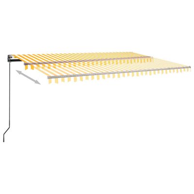 vidaXL Sisäänkelattava markiisi LED/tuulisensori 500x300 cm keltavalk.