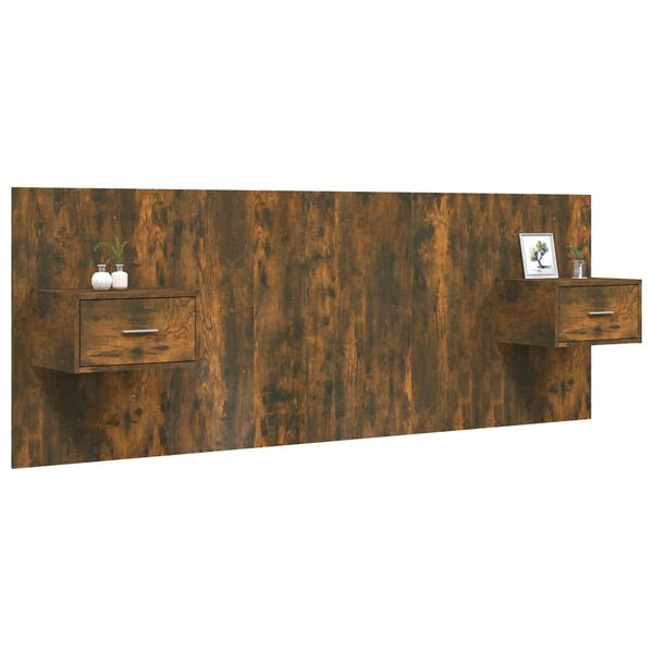 vidaXL Sängynpääty säilytystilalla savutammi tekninen puu