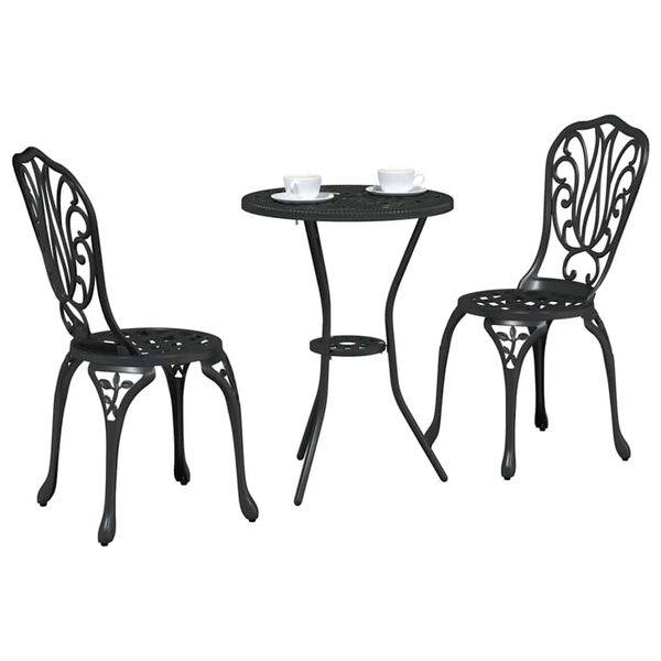 vidaXL Puutarhan Bistro Set 3 pcs Musta Alumiini