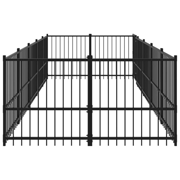 vidaXL Koiran ulkohäkki teräs 9,38 m²