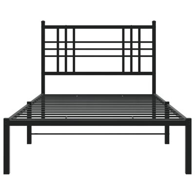 vidaXL Metallinen sängynrunko päädyllä musta 90x190 cm