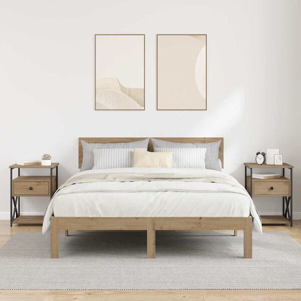 vidaXL Y&ouml;p&ouml;yt&auml;kaappi 2 pcs Artisan tammi 40 x 42 x 55 cm Tekninen puu