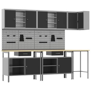 vidaXL Ty&ouml;p&ouml;yt&auml;kaappisarja laatikon kanssa 10 pcs Mustat ja harmaa