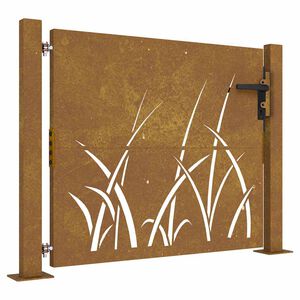 vidaXL Puutarhaportti 100x100 cm Corten-ter&auml;s Ruohokuvio