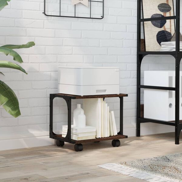 vidaXL Tulostinteline 2 tasoa ruskea tammi 41x28x33,5 cm tekninen puu