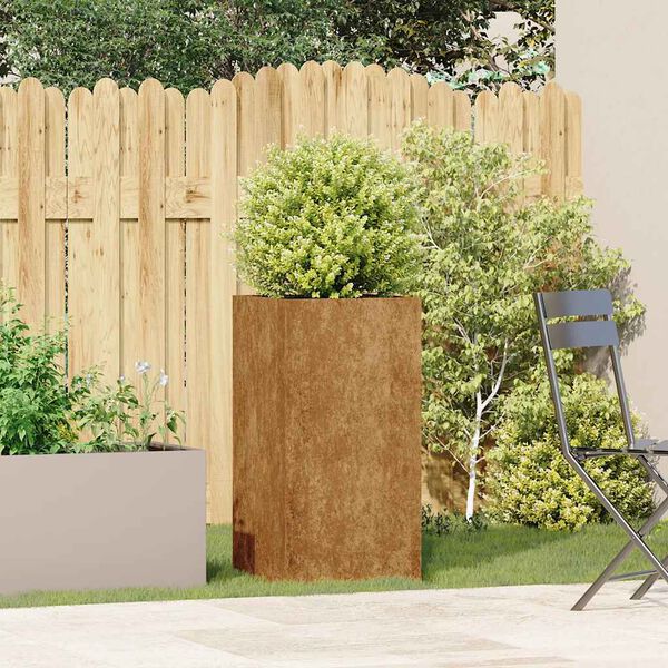 vidaXL Kukkalaatikko ruoste 40x40x80 cm s&auml;&auml;nkest&auml;v&auml; ter&auml;s