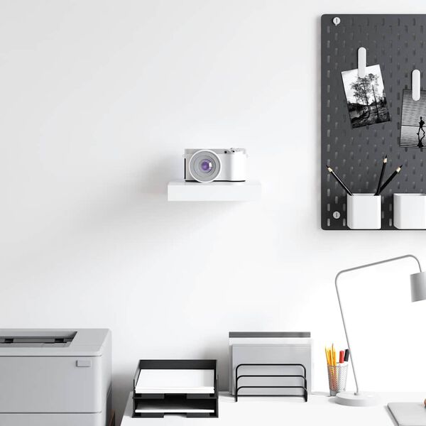 vidaXL Kelluva sein&auml;hylly valkoinen 23x23,5x3,8 cm MDF