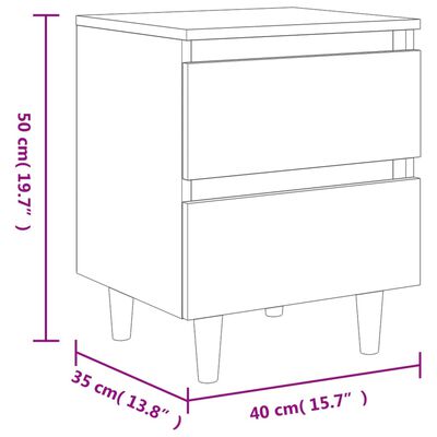 vidaXL Yöpöydät täysmäntyiset jalat 2 kpl betoninharmaa 40x35x50 cm