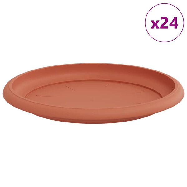 vidaXL Py&ouml;re&auml; kukkatarjotin 24 pcs Tiilenpunainen &Oslash; 14 x 2 cm Muovi